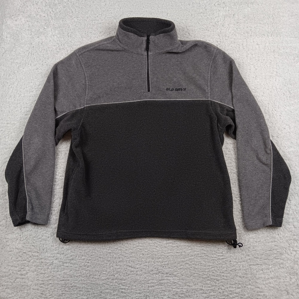 Old Navy Pullover Quarter-Zip Men XL Grey Colorblock Fleece Reflective Trim